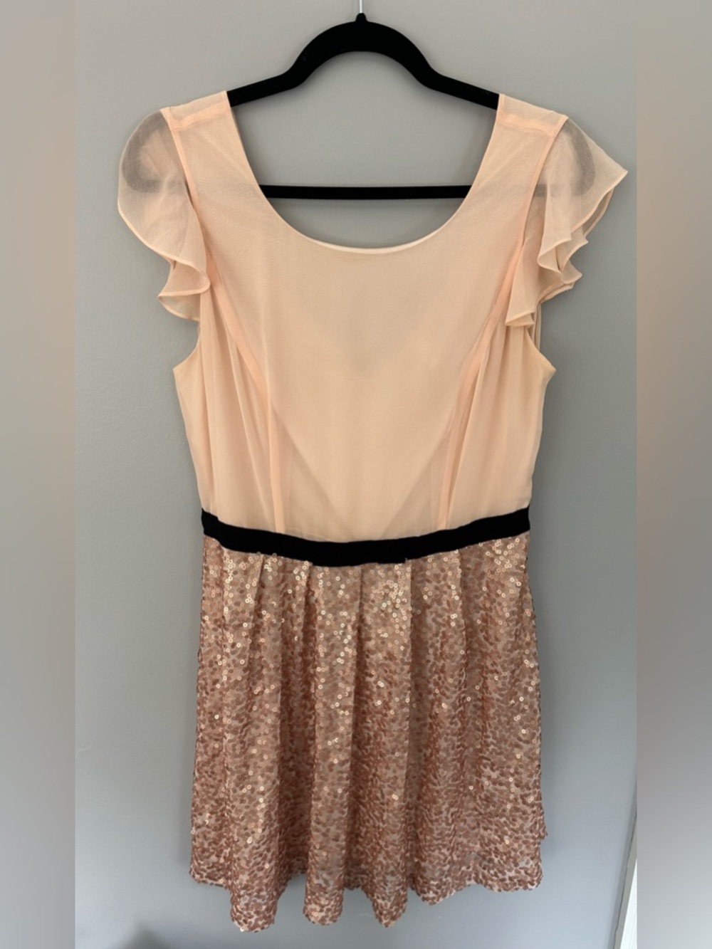 Rue21 Peach Chiffon Top with Rose-Gold Sequin Skirt